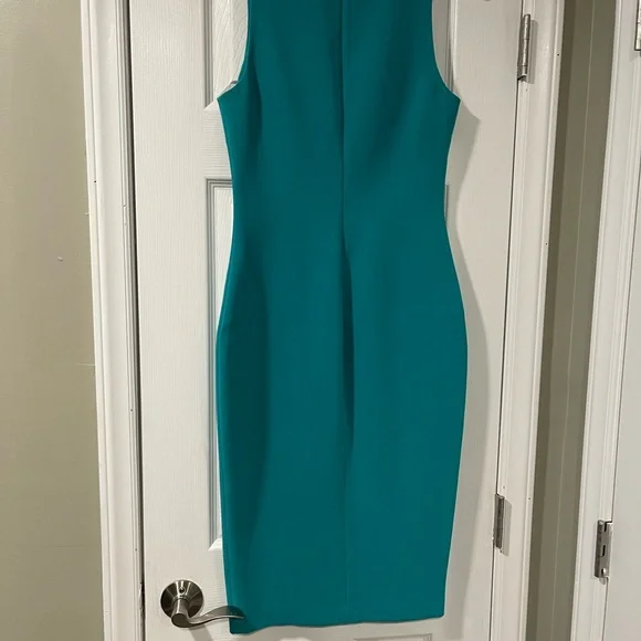 Likely Blue Sleeveless V-Neck Sheath Midi Dress - Picture 4 of 8